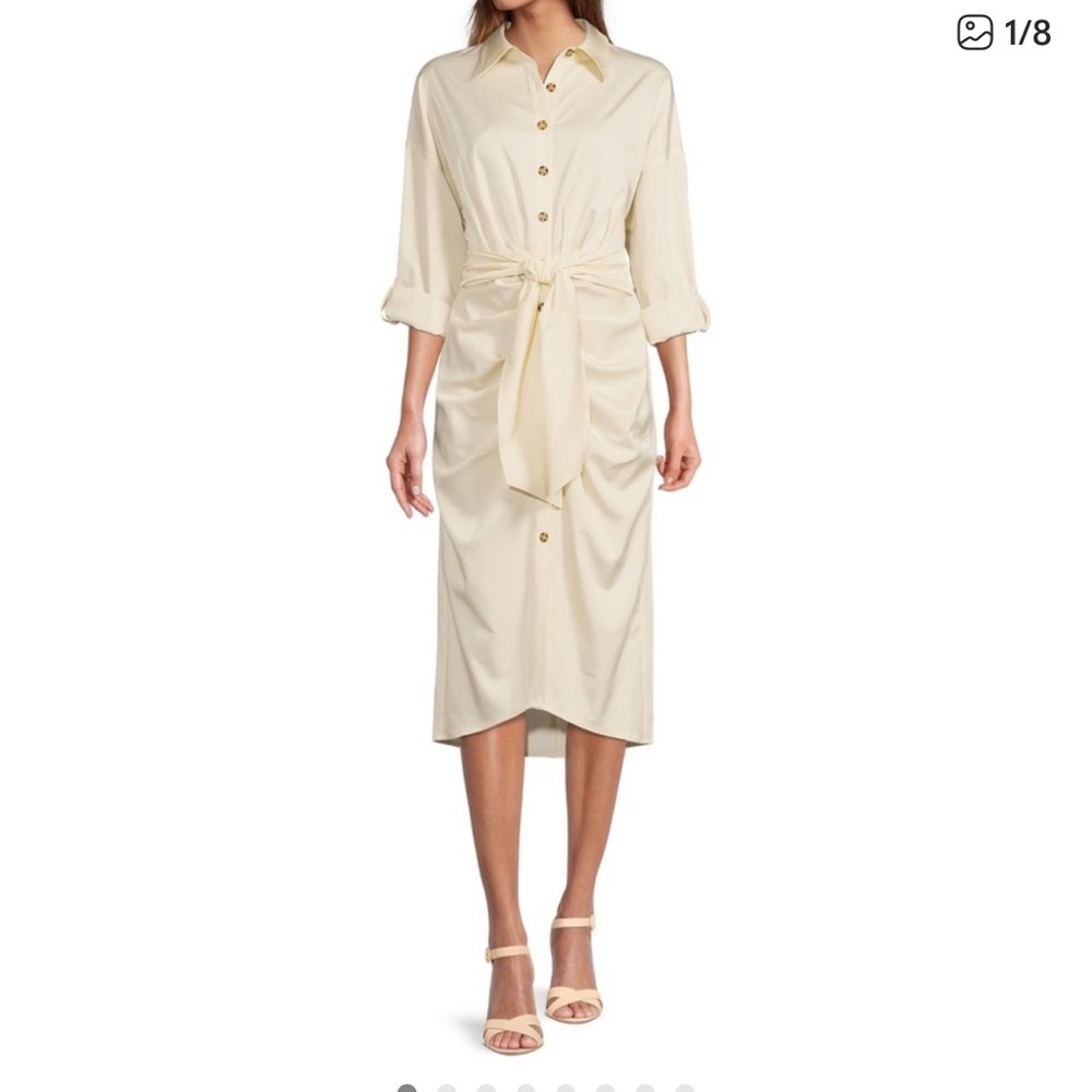 ANTONIO MELANI Cream Midi Tie-Waist Skirt